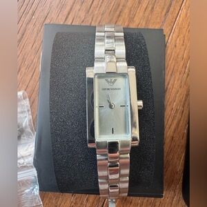 Emporio Armani Women’s Silver Rectangular Bracelet Watch. Very gently used!